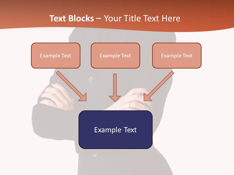A Woman In A Business Suit Standing With Her Arms Crossed PowerPoint Template