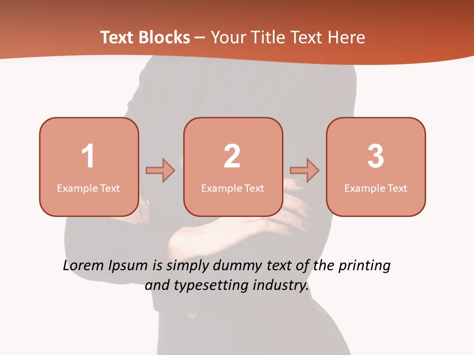 A Woman In A Business Suit Standing With Her Arms Crossed PowerPoint Template
