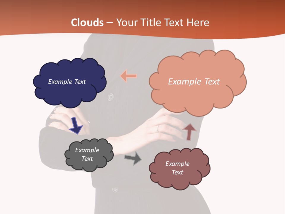 A Woman In A Business Suit Standing With Her Arms Crossed PowerPoint Template