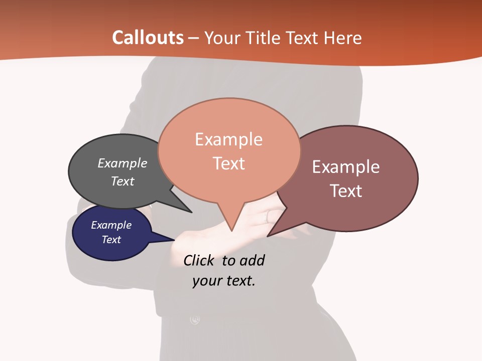 A Woman In A Business Suit Standing With Her Arms Crossed PowerPoint Template