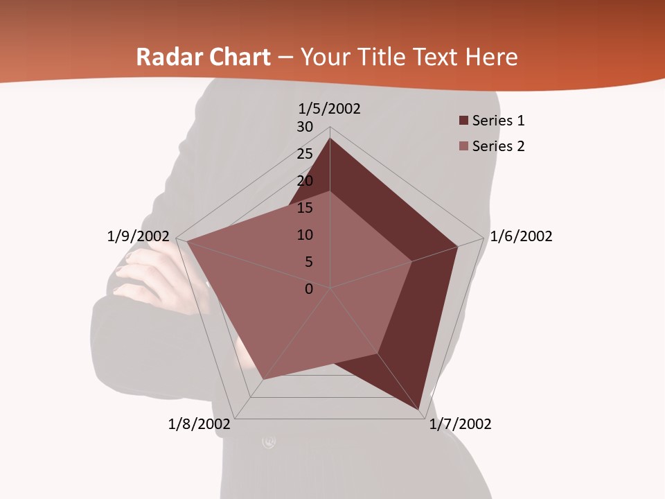 A Woman In A Business Suit Standing With Her Arms Crossed PowerPoint Template