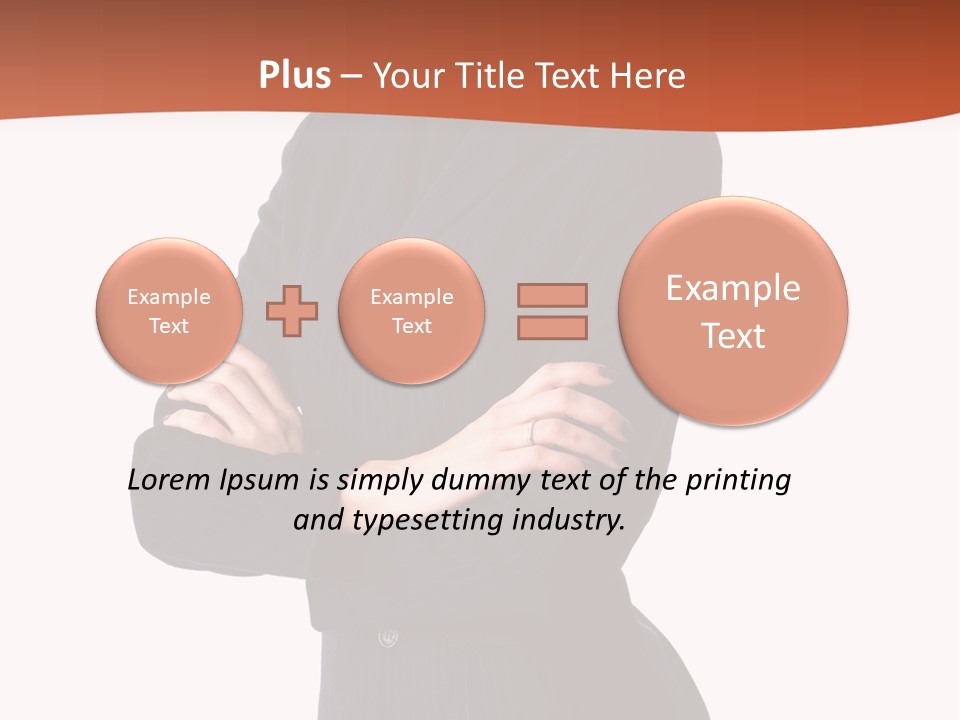 A Woman In A Business Suit Standing With Her Arms Crossed PowerPoint Template