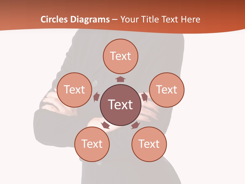 A Woman In A Business Suit Standing With Her Arms Crossed PowerPoint Template