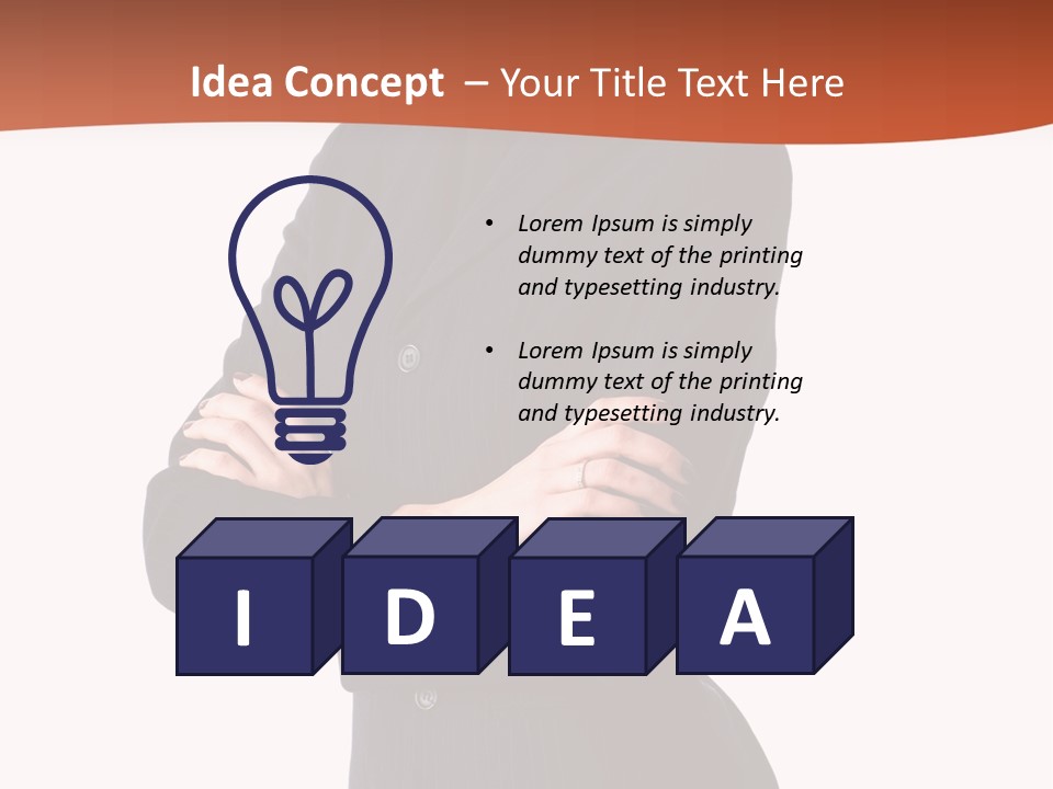 A Woman In A Business Suit Standing With Her Arms Crossed PowerPoint Template