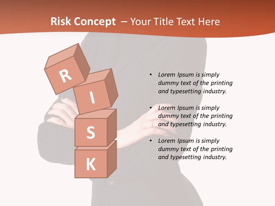 A Woman In A Business Suit Standing With Her Arms Crossed PowerPoint Template