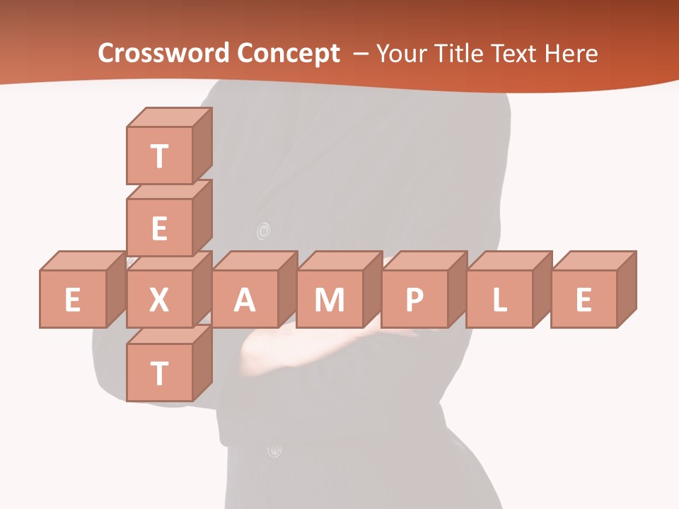 A Woman In A Business Suit Standing With Her Arms Crossed PowerPoint Template