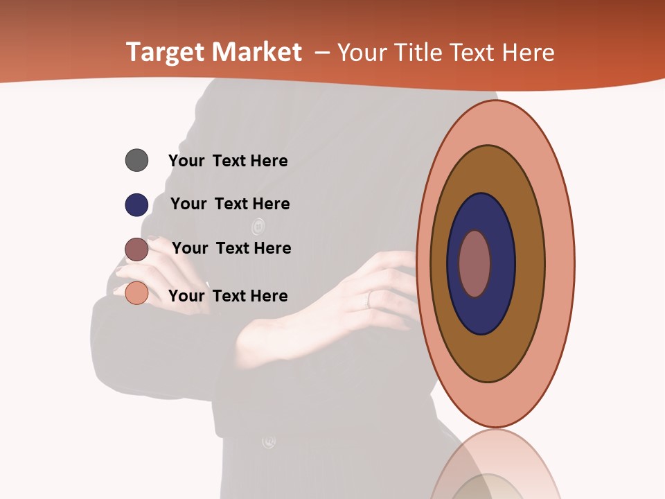 A Woman In A Business Suit Standing With Her Arms Crossed PowerPoint Template