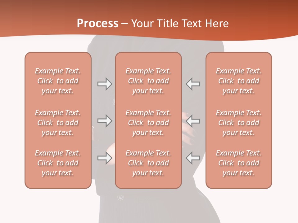 A Woman In A Business Suit Standing With Her Arms Crossed PowerPoint Template