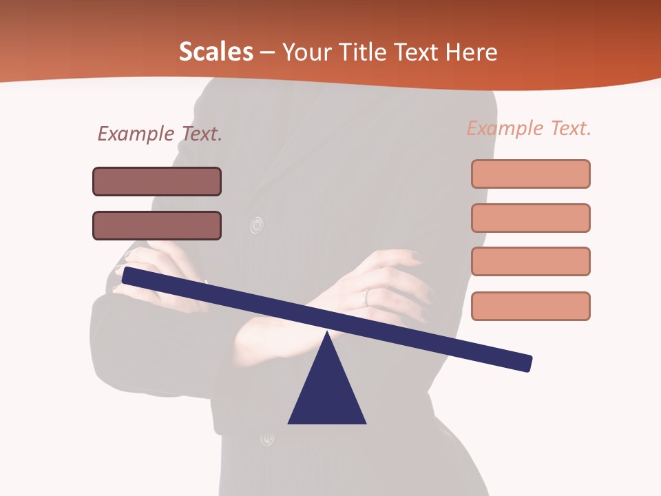 A Woman In A Business Suit Standing With Her Arms Crossed PowerPoint Template