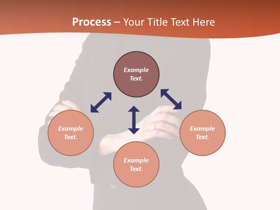 A Woman In A Business Suit Standing With Her Arms Crossed PowerPoint Template