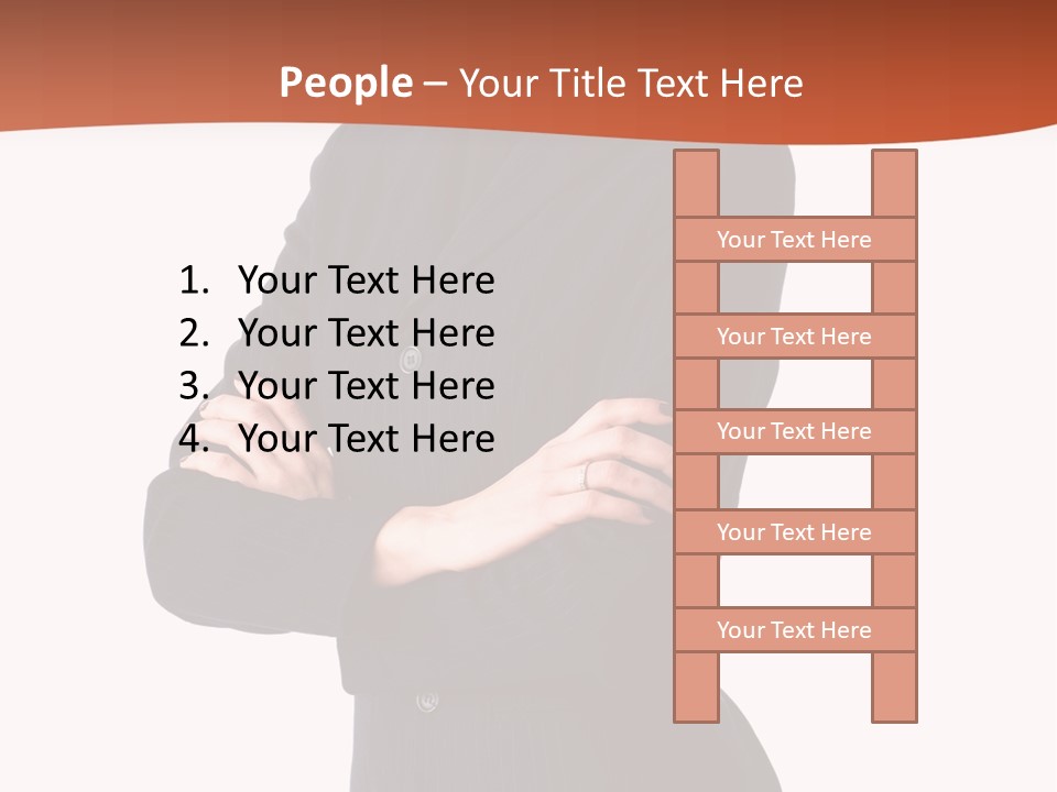 A Woman In A Business Suit Standing With Her Arms Crossed PowerPoint Template