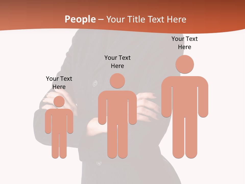 A Woman In A Business Suit Standing With Her Arms Crossed PowerPoint Template