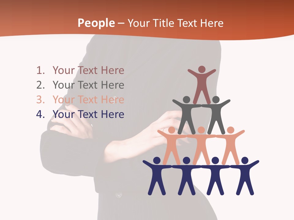 A Woman In A Business Suit Standing With Her Arms Crossed PowerPoint Template