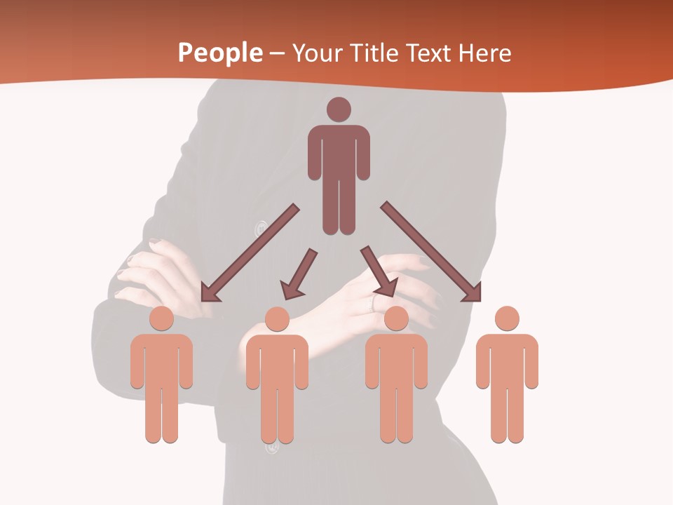 A Woman In A Business Suit Standing With Her Arms Crossed PowerPoint Template