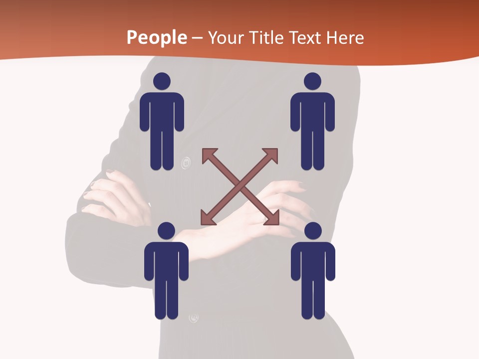 A Woman In A Business Suit Standing With Her Arms Crossed PowerPoint Template