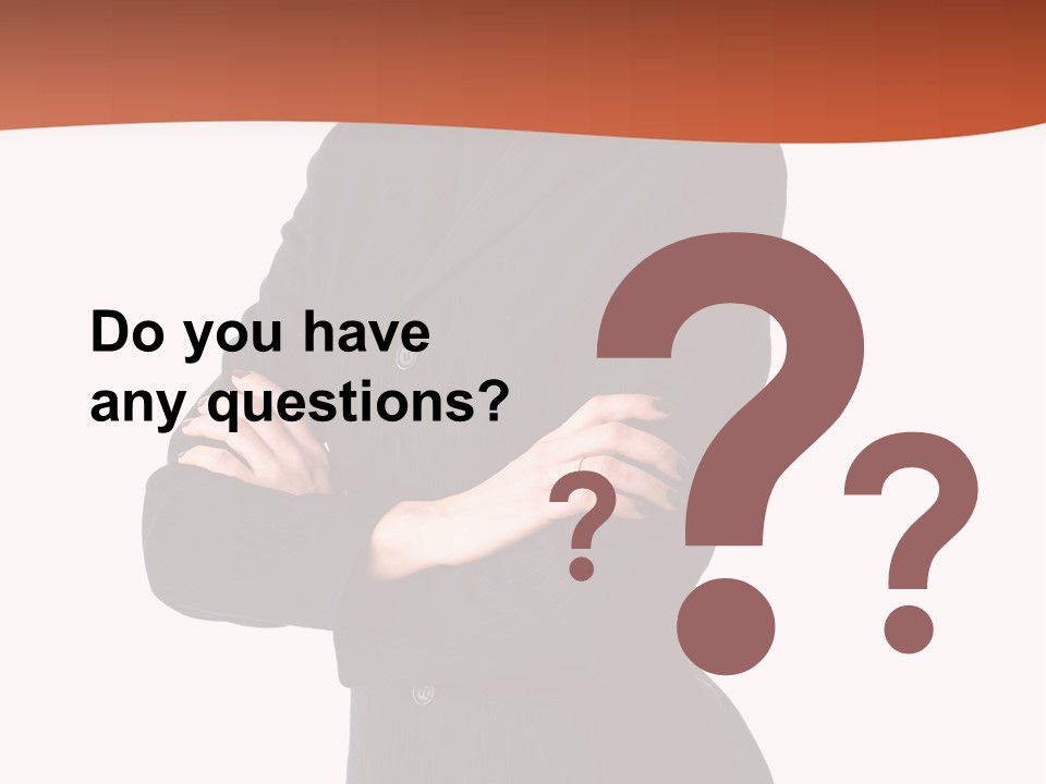 A Woman In A Business Suit Standing With Her Arms Crossed PowerPoint Template