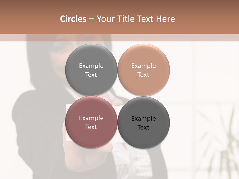 A Woman Holding A Business Card In Her Hand PowerPoint Template