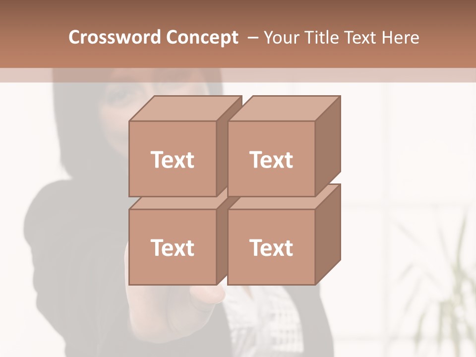 A Woman Holding A Business Card In Her Hand PowerPoint Template