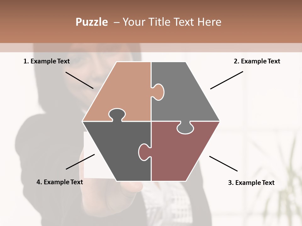 A Woman Holding A Business Card In Her Hand PowerPoint Template