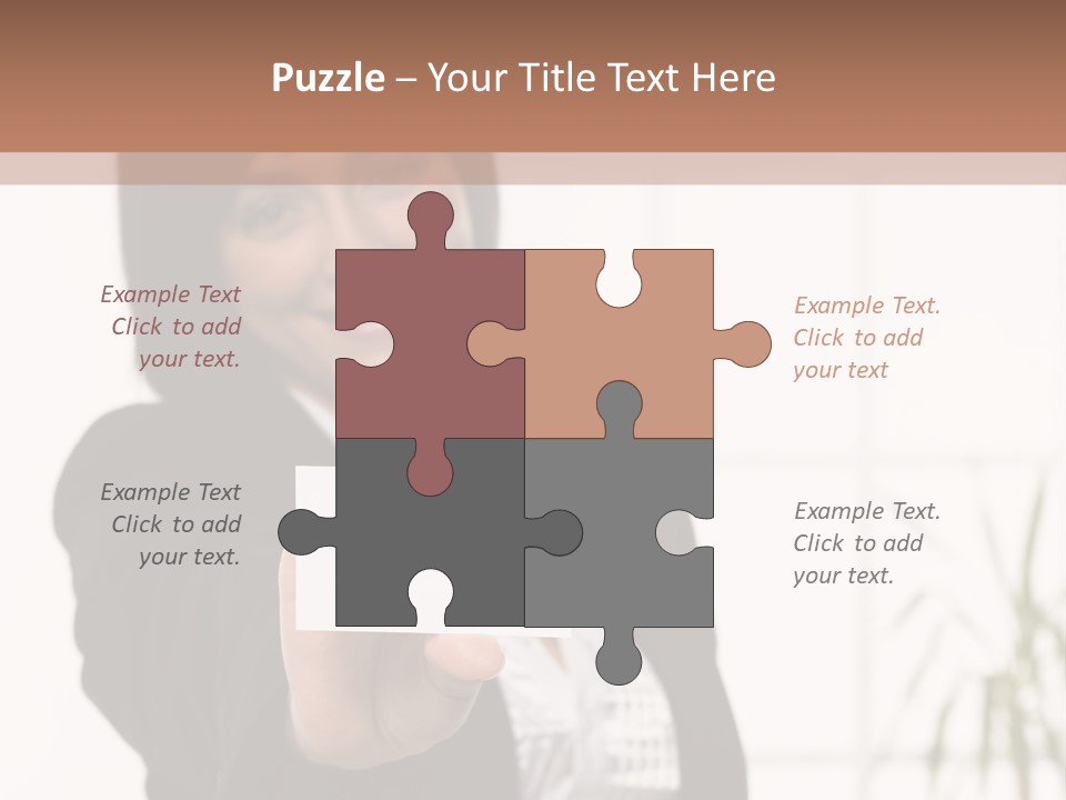 A Woman Holding A Business Card In Her Hand PowerPoint Template