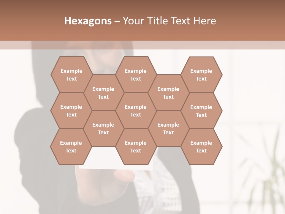 A Woman Holding A Business Card In Her Hand PowerPoint Template