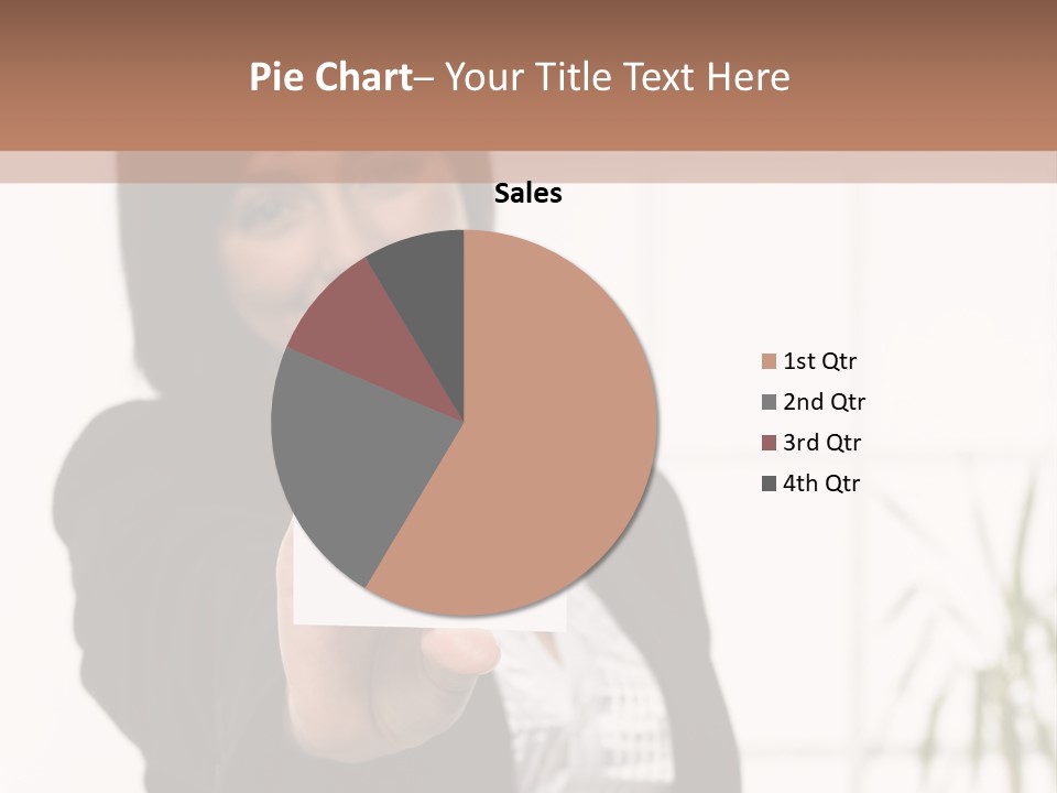 A Woman Holding A Business Card In Her Hand PowerPoint Template