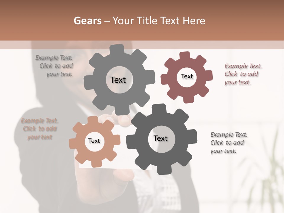 A Woman Holding A Business Card In Her Hand PowerPoint Template