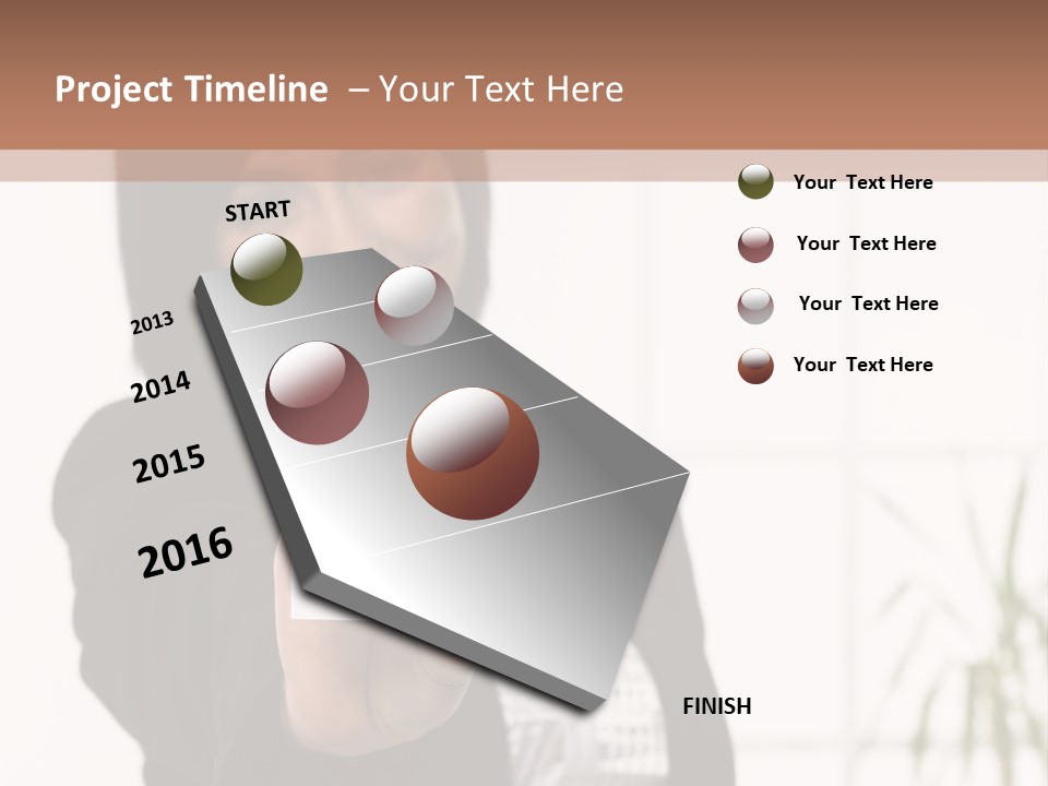 A Woman Holding A Business Card In Her Hand PowerPoint Template