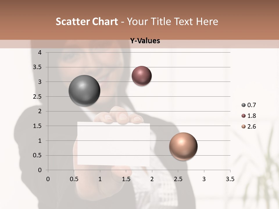 A Woman Holding A Business Card In Her Hand PowerPoint Template