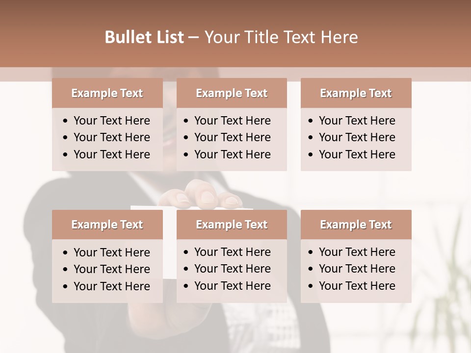 A Woman Holding A Business Card In Her Hand PowerPoint Template