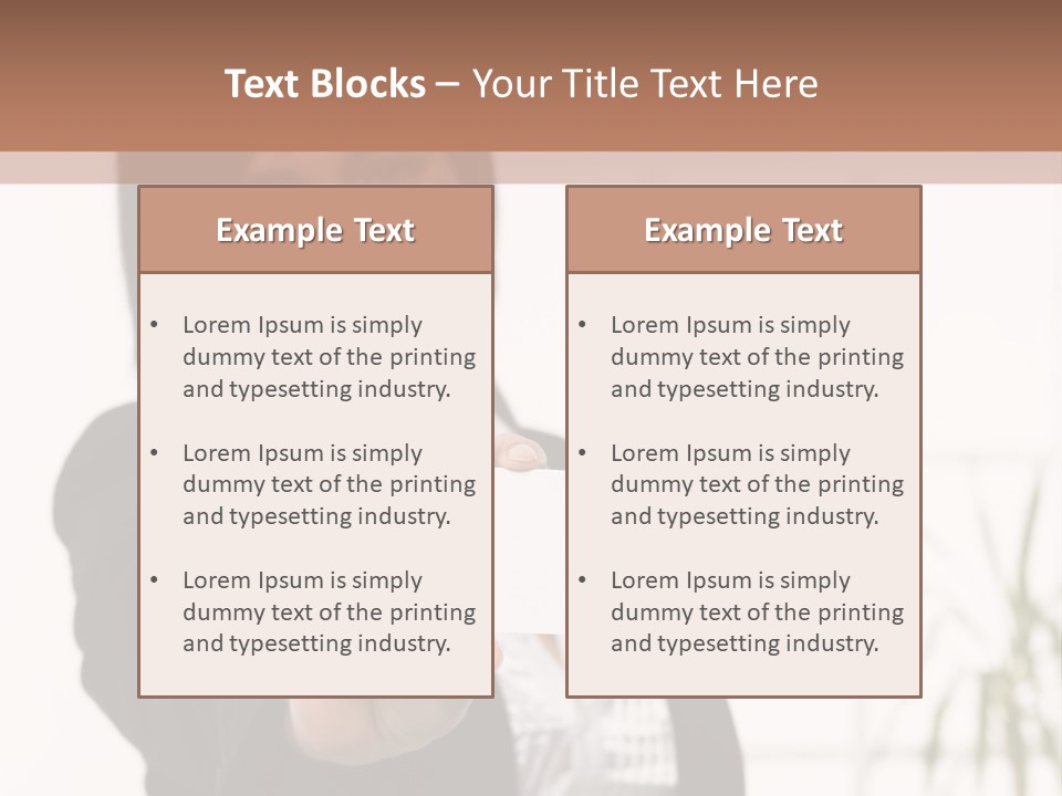A Woman Holding A Business Card In Her Hand PowerPoint Template