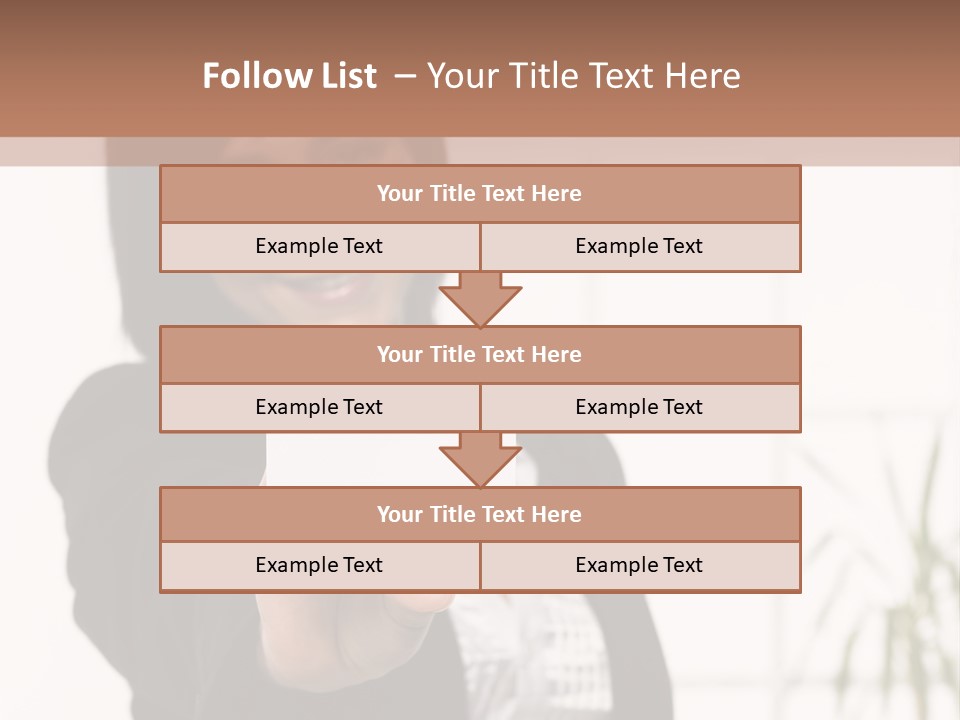 A Woman Holding A Business Card In Her Hand PowerPoint Template