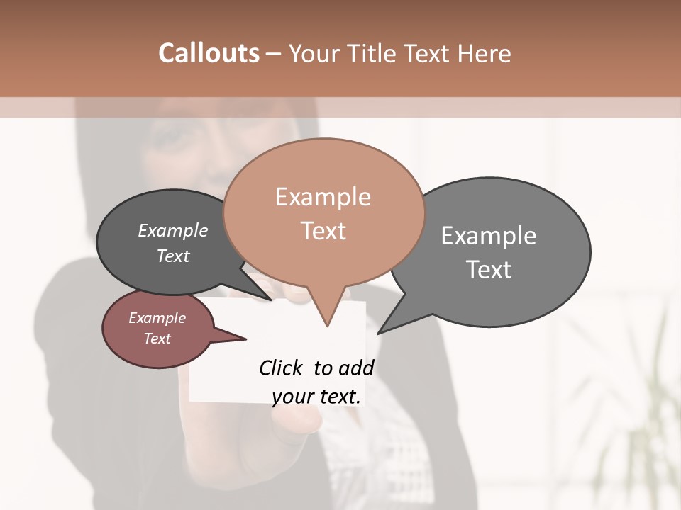 A Woman Holding A Business Card In Her Hand PowerPoint Template