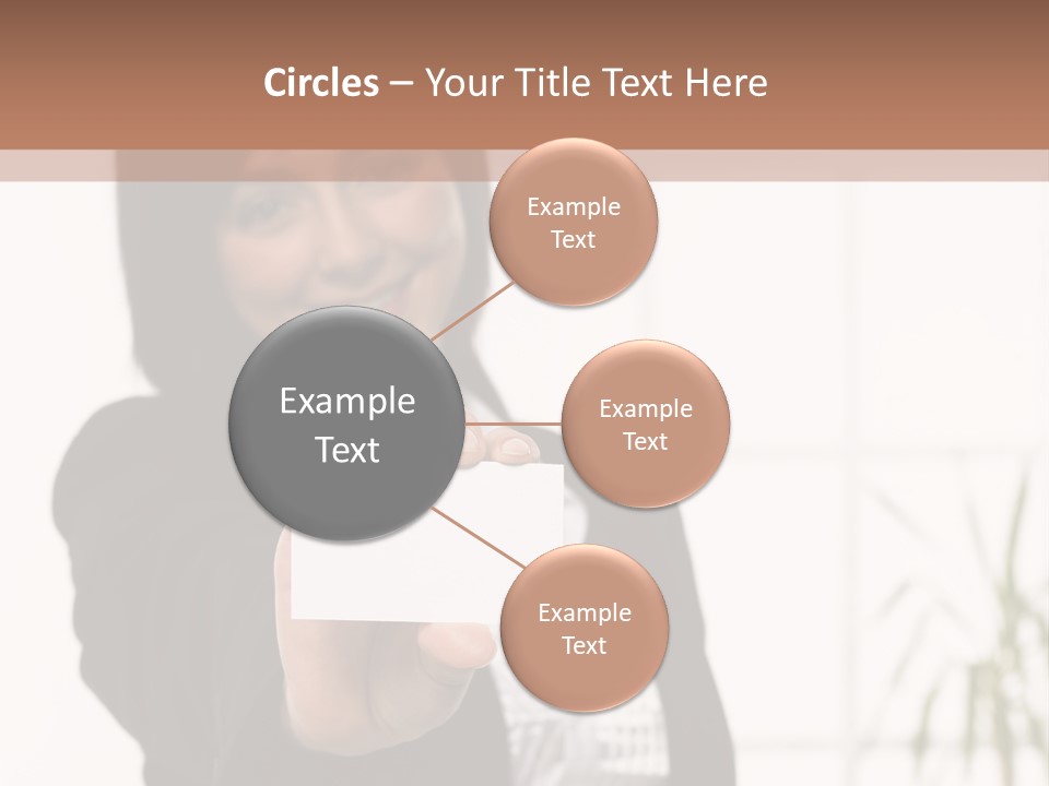 A Woman Holding A Business Card In Her Hand PowerPoint Template