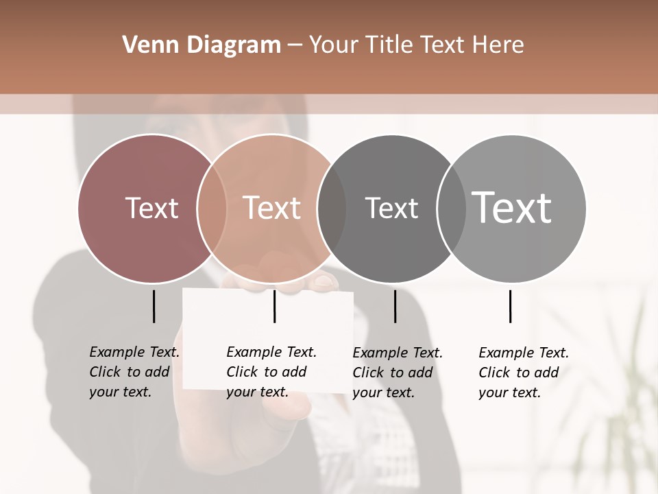 A Woman Holding A Business Card In Her Hand PowerPoint Template