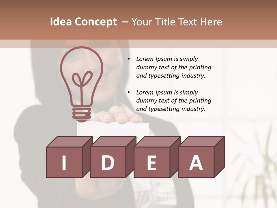 A Woman Holding A Business Card In Her Hand PowerPoint Template