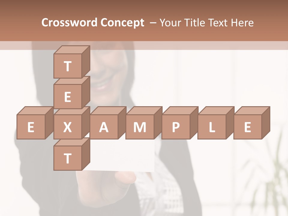 A Woman Holding A Business Card In Her Hand PowerPoint Template