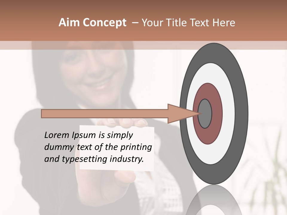 A Woman Holding A Business Card In Her Hand PowerPoint Template