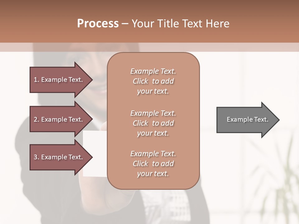A Woman Holding A Business Card In Her Hand PowerPoint Template