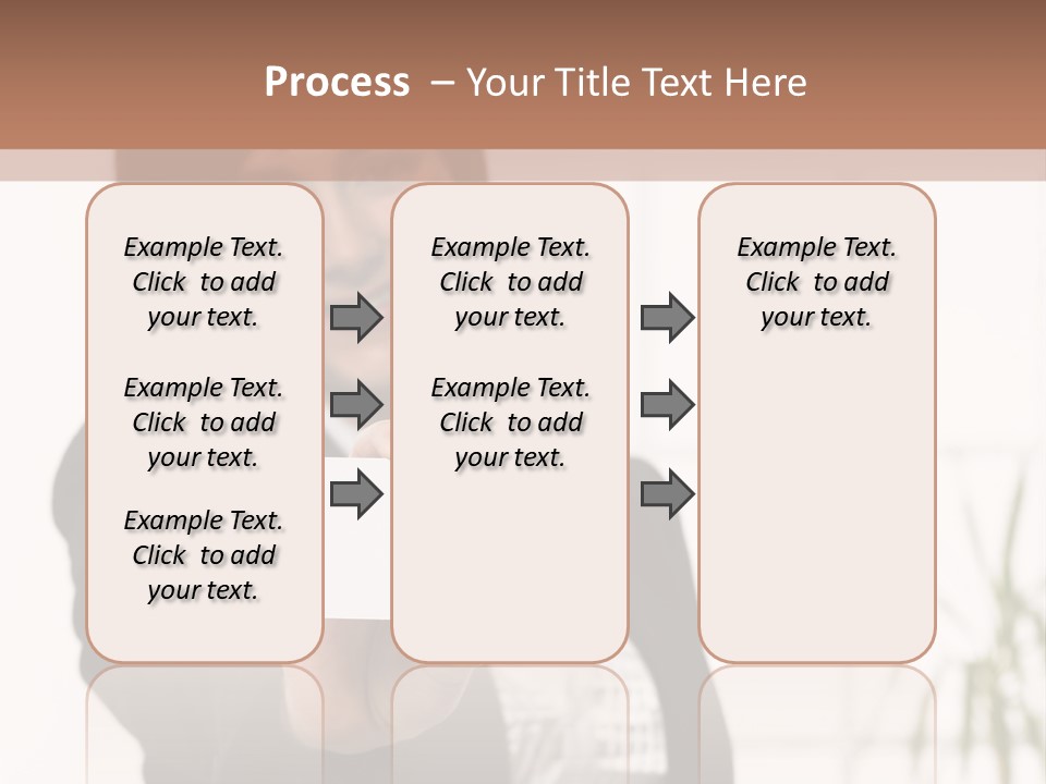 A Woman Holding A Business Card In Her Hand PowerPoint Template