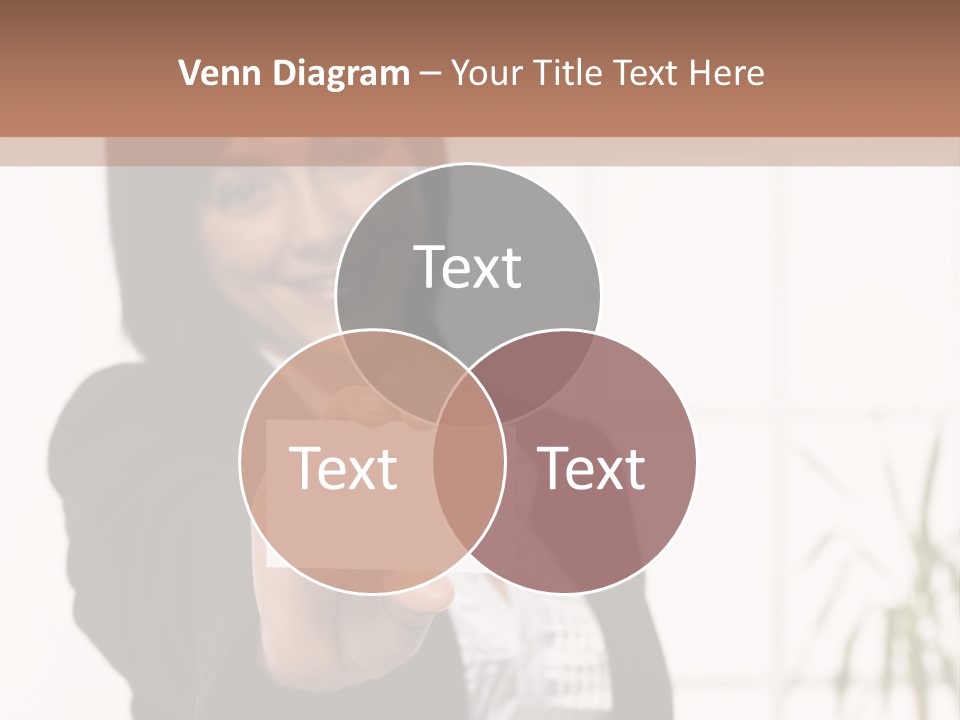 A Woman Holding A Business Card In Her Hand PowerPoint Template