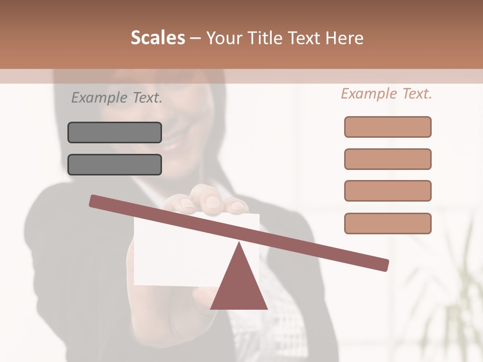 A Woman Holding A Business Card In Her Hand PowerPoint Template