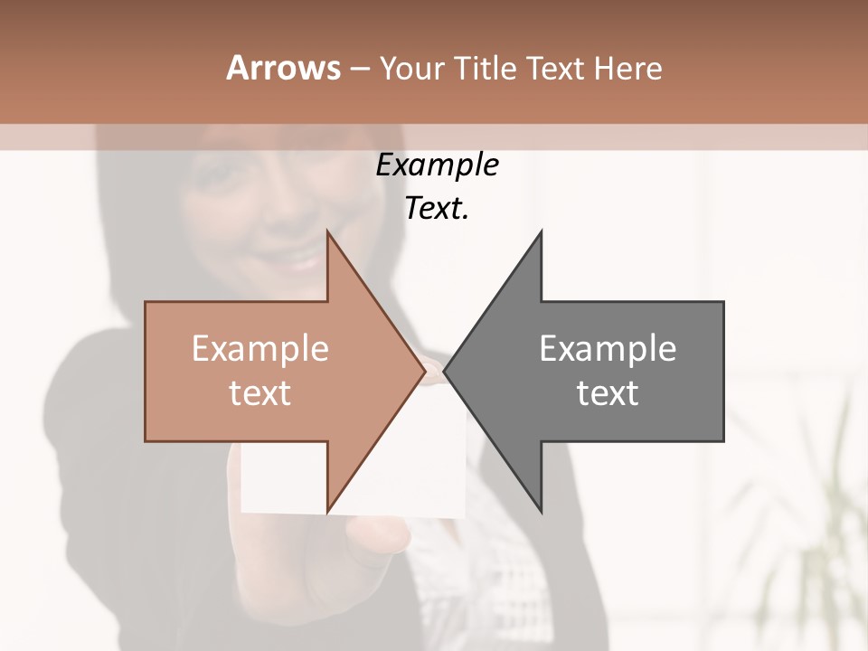 A Woman Holding A Business Card In Her Hand PowerPoint Template