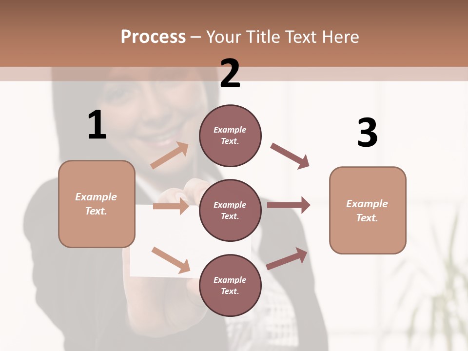 A Woman Holding A Business Card In Her Hand PowerPoint Template