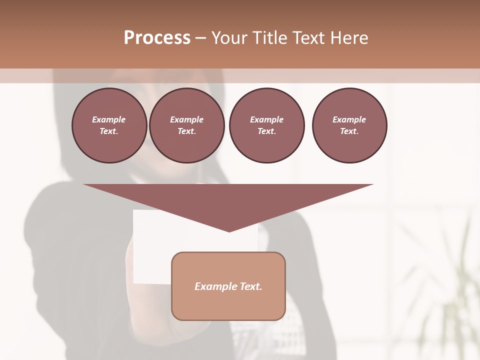 A Woman Holding A Business Card In Her Hand PowerPoint Template