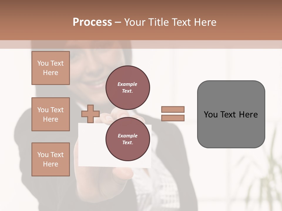 A Woman Holding A Business Card In Her Hand PowerPoint Template