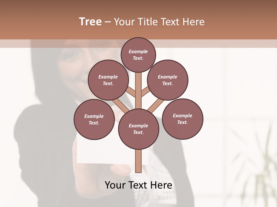 A Woman Holding A Business Card In Her Hand PowerPoint Template