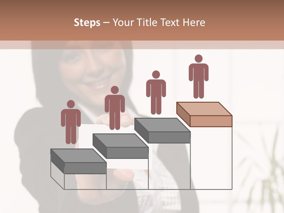 A Woman Holding A Business Card In Her Hand PowerPoint Template