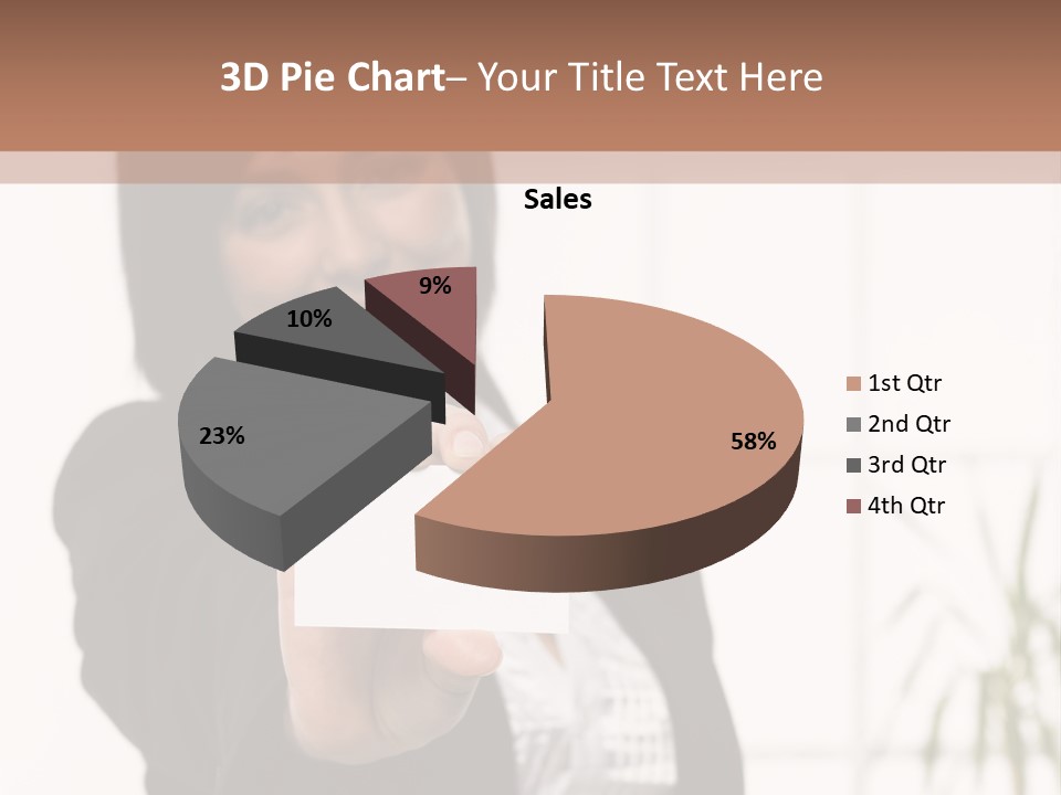 A Woman Holding A Business Card In Her Hand PowerPoint Template
