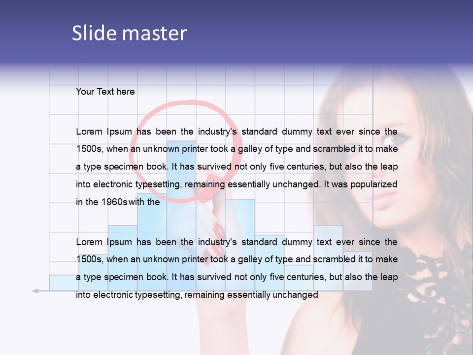 A Woman Holding A Magnifying Glass In Front Of Her Face PowerPoint Template